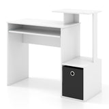 Tangkula Computer Desk with Fabric Drawer & Keyboard Tray, Space-Saving Study Writing Desk with Open Storage Shelves & Printer Stand