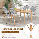 Tangkula French Bistro Chair Set, Outdoor Armless Dining Chairs with Hand-Woven Rattan