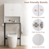 Tangkula Over The Toilet Storage Cabinet, Freestanding Toilet Rack w/ 2 Doors, Adjustable Shelf