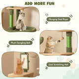 Tangkula Cactus Cat Tree, 59 Inch Tall Cat Tower with Sisal Scratching Posts