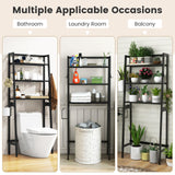 Tangkula Over-The-Toilet Storage Rack, 3-Tier Freestanding Bathroom Space Saver Shelf w/ 2 Hanging Hooks