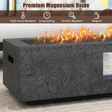 Tangkula Propane Gas Fire Pit, 42.5” Magnesium Oxide Rectangular Fire Pit Table, Protective Cover Included, 50,000 BTU Smokeless Fire Pit for Outside Patio