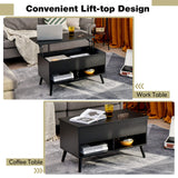 Tangkula Lift Top Coffee Table, Modern Cocktail Table with Hidden Compartment & 2 Open Shelves