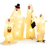 Tangkula 4 PCS Halloween Lighted Standing Ghost Family with Red & Warm White LED Lights