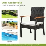 Tangkula 5 Piece Patio Rattan Dining Set, Outdoor Wicker Chair & Dining Table Set