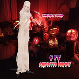 Tangkula 6 FT Halloween Animated Standing Mummy, Life Size Animatronic Mummy with LED Red Glowing Eyes