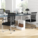 Tangkula Stackable Conference Chairs Set of 4/8/12, Mid Back Office Guest Chairs with Mesh Fabric & Sled Base