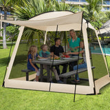 Tangkula 10ft x 10ft Screened Canopy Tent, Screen Shelter Gazebo w/Vestibule, Zippered Door, 6-8 Person Portable Camping Tent