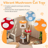 Tangkula Mushroom Cat Tree, 48 Inch Cute Cat Tower with Sisal Scratching Posts, Top Condo