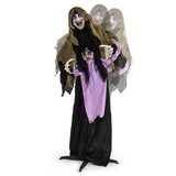 Tangkula 5.6 FT Halloween Animated Vampire with Creepy Doll, LED Eyes, Vocally Triggered Sound & Motion Effects