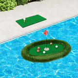 Tangkula Floating Golf Green for Pool, Floating Chipping Green Includes Golf Hitting Mat