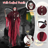 Tangkula 8 FT Halloween Animatronics Standing Grim Reaper, Voice Activated Reaper with Lighted Eyes & Creepy Sounds