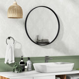 Tangkula Black Circle Bathroom Mirror 24", Round Wall Mirror w/Explosion-Proof Film, Steel Frame