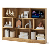 Tangkula 10-Cube Bookshelf, 55”L Floor Bookcase with 2 Anti-Tipping Kits