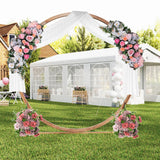 Tangkula 7.4FT Wedding Arch, Round Wooden Arch for Wedding Ceremony