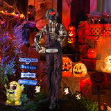 Tangkula 5.7 FT Halloween Animated Shaking Haunted Man with Chainsaws