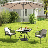 Tangkula Outdoor Dining Table for 4 Persons, 32"x 32" Patio Bistro Table with 1.8" Umbrella Hole