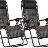 Tangkula Patio Rattan Zero Gravity Lounge Chair