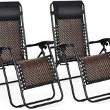 Tangkula Patio Rattan Zero Gravity Lounge Chair