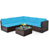 6 Pieces Patio Furniture Set, Turquoise - Tangkula