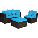 Tangkula Patio Rattan Sofa Set, Outdoor Wicker Sectional Furniture Set