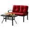 Patio Loveseat with Table Set, Red - Tangkula