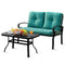 Patio Loveseat with Table Set, Turqupise - Tangkula