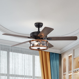 Tangkula 52'' Ceiling Fan Lights with Remote Control, Ceiling Lighting Fan with 5 Blades & Bubble Glass Shade