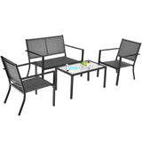 Tangkula 4 Pieces Patio Furniture Set, Outdoor Sectional Conversation Set