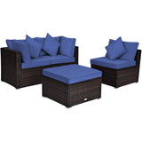Tangkula Patio Rattan Sofa Set, Outdoor Wicker Sectional Furniture Set