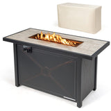 Tangkula 42 Inch Propane Fire Pit Table, Patiojoy 60,000 BTU Outdoor Rectangle Gas Fire Table with Ceramic Tabletop