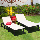 Patio Wicker Lounge Chair, Outdoor Rattan Adjustable Reclining Backrest Lounger Chair
