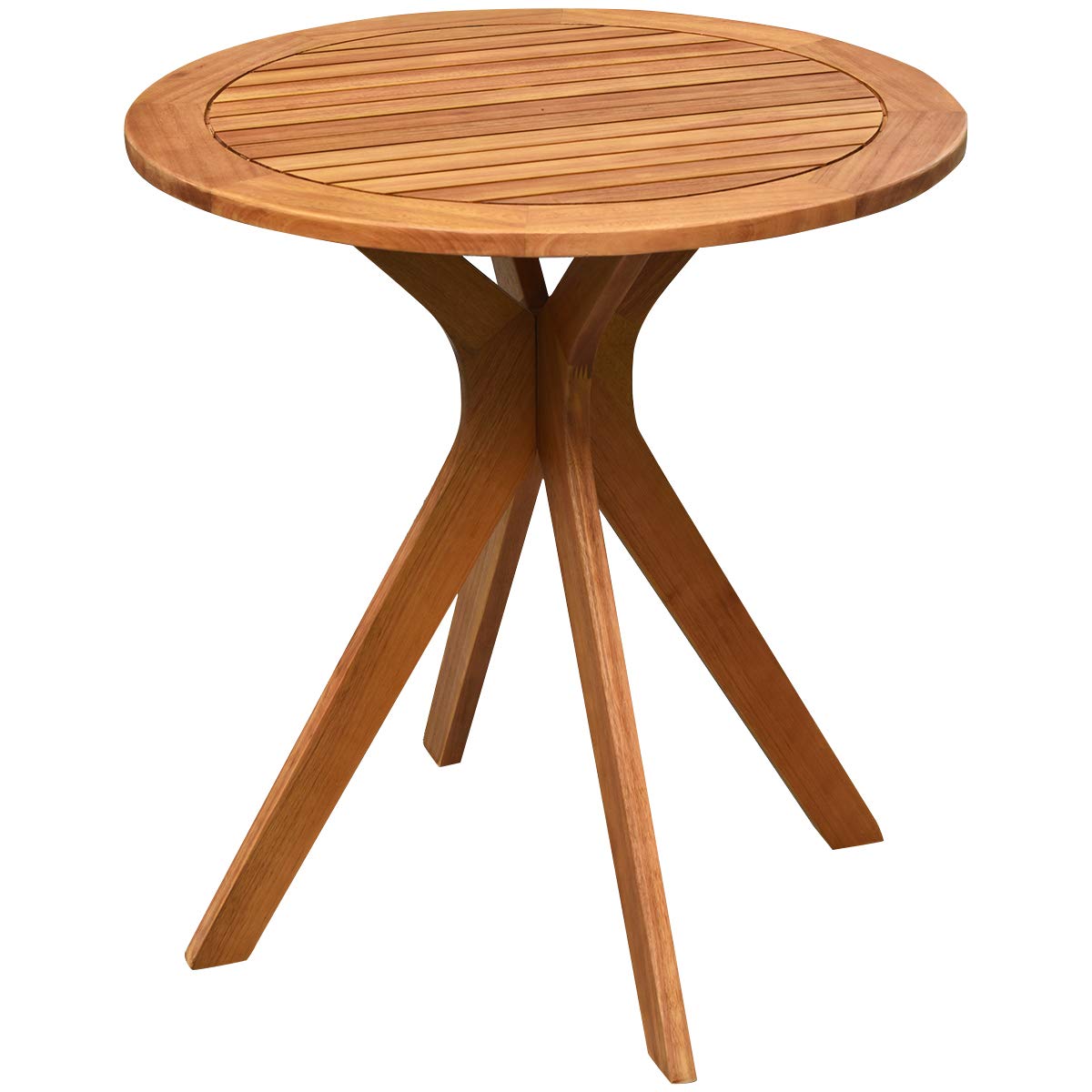 Tangkula 27 Inch Eucalyptus Wood Outdoor Patio Bistro Table