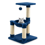 Tangkula Small Cat Tree for Indoor Cats, Cute Cat Activity Tree w/Top Perch, Cozy Hammock, Hanging Fur Ball