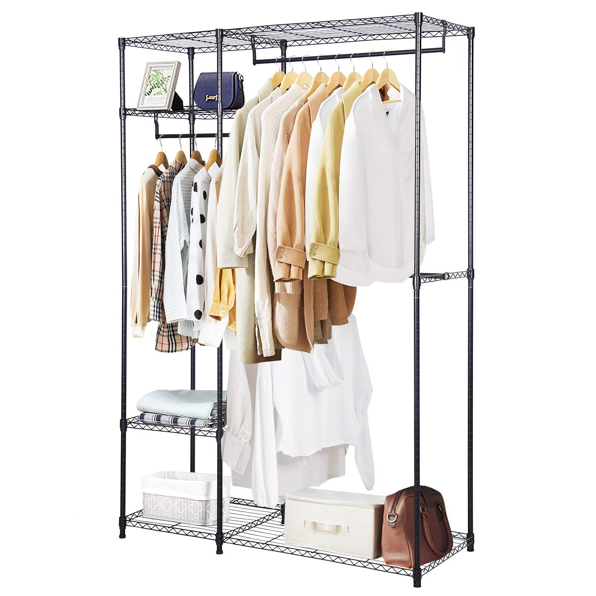 Closet Organizer Garment Rack Clothes Hanger Home Shelf Heavy Duty