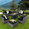 9 Pieces Patio Rattan Furniture Set - Tangkula