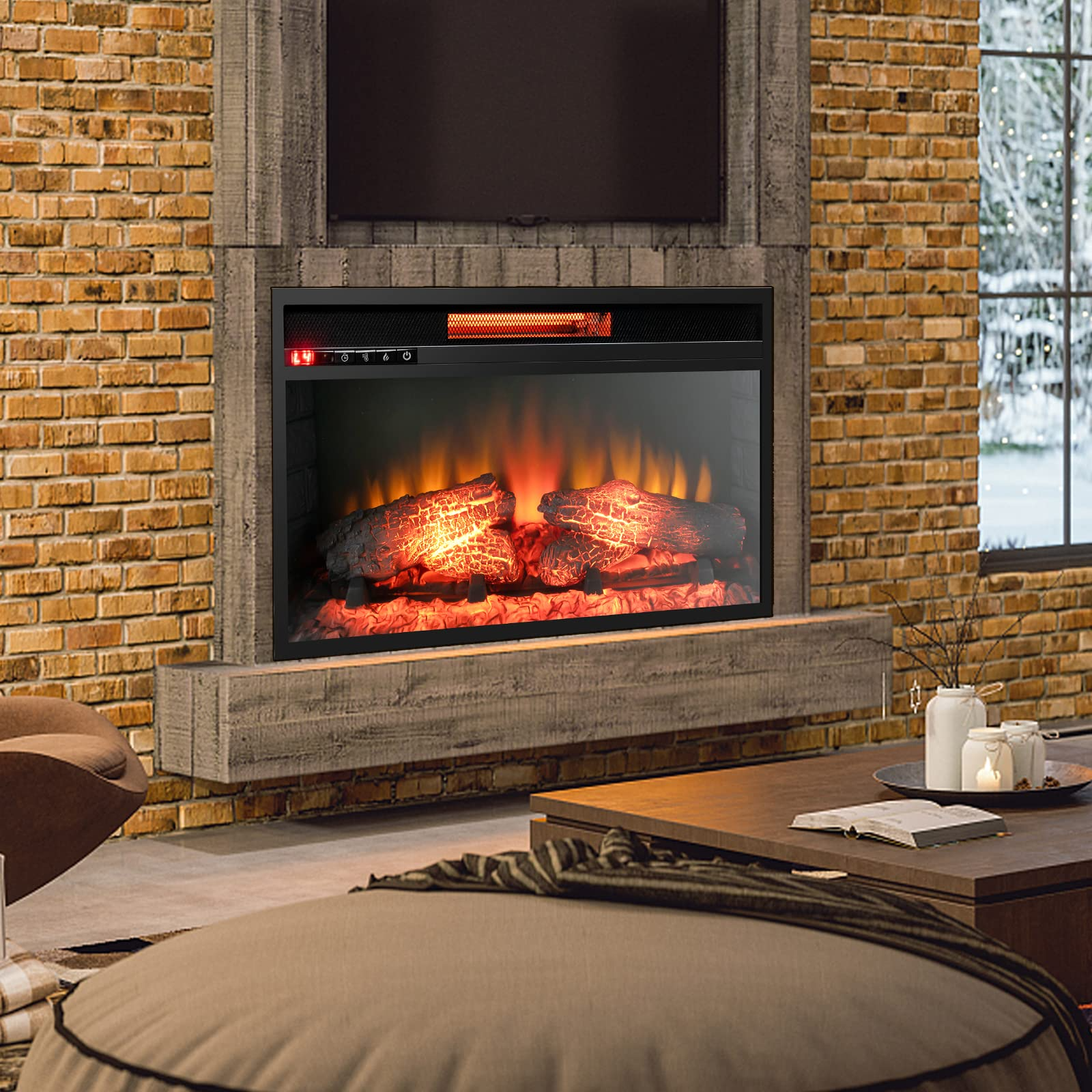 Tangkula 26 Inch 1500W Infrared Quartz Electric Fireplace Insert