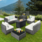 9 Pieces Patio Rattan Furniture Set - Tangkula