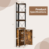 Tangkula Tall Corner Storage Cabinet, 71" Industrial 6 Tier Storage Shelf w/Door Cabinet