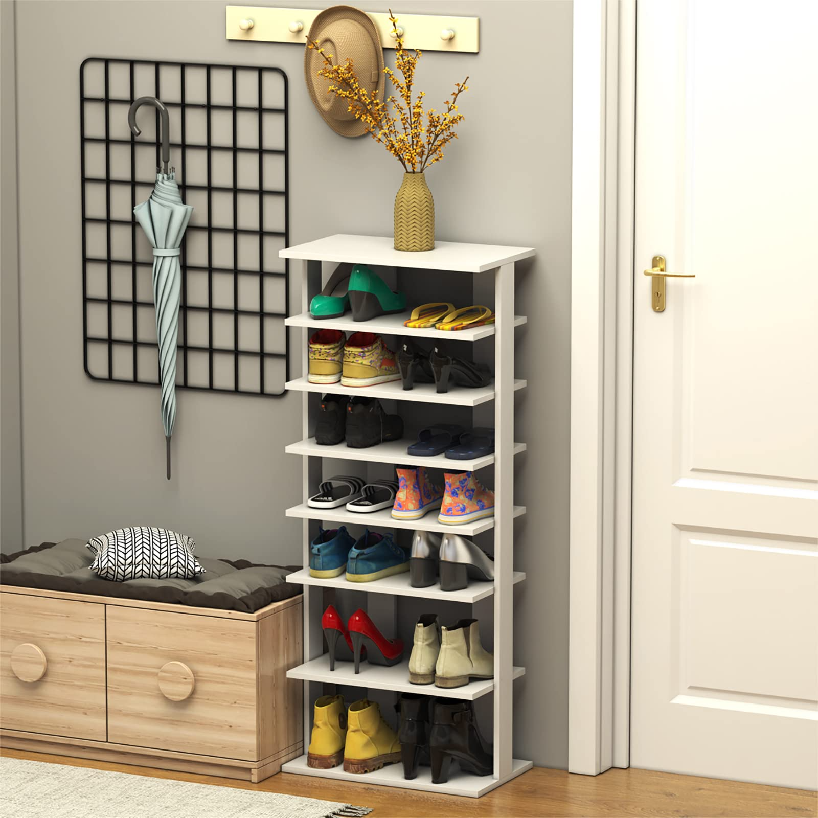 Tangkula 7-tier Shoe Rack Free Standing Shelf Storage Modern Shoe Rack  Organizer Patented White : Target
