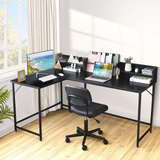 Tangkula 66.5 Inches L-Shaped Desk, Space Saving Corner Computer Desk with Hutch