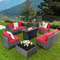 9 Pieces Patio Rattan Furniture Set - Tangkula