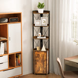 Tangkula Tall Corner Storage Cabinet, 71" Industrial 6 Tier Storage Shelf w/Door Cabinet