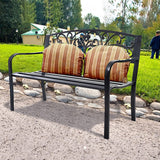 Outdoor Steel Garden Bench Park Bench, 50 Inch Patio Park Bench Chair with Heavy-Duty Steel Frame