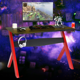 Tangkula Computer Desk Gaming Desk, Ergonomic Gamer Workstation with Cup & Headphone Holder and Mouse Pad