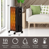 Tangkula 1500W Oil Filled Radiator Heater, Portable Space Heater Radiator w/ 3 Heating Modes & Adjustable Thermostat