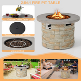 Tangkula 50,000 BTU Propane Gas Fire Pit Table, Patiojoy 36-inch Round Propane Firepit with Removable Lid