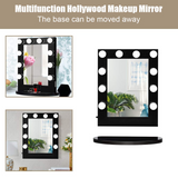 Tangkula Hollywood Makeup Vanity Mirror with Lights, Standing Vanity Makeup Mirror with Detachable Base