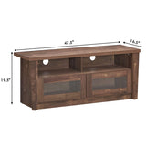 Tangkula Wood TV Stand for TV up to 55 Inches, Rustic Storage Media Console Cabinet w/ 2 Open Shelves and 2 Door Cabinets,Coffee