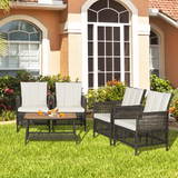 Tangkula Patio Furniture Set with 2-Tier Coffee Table